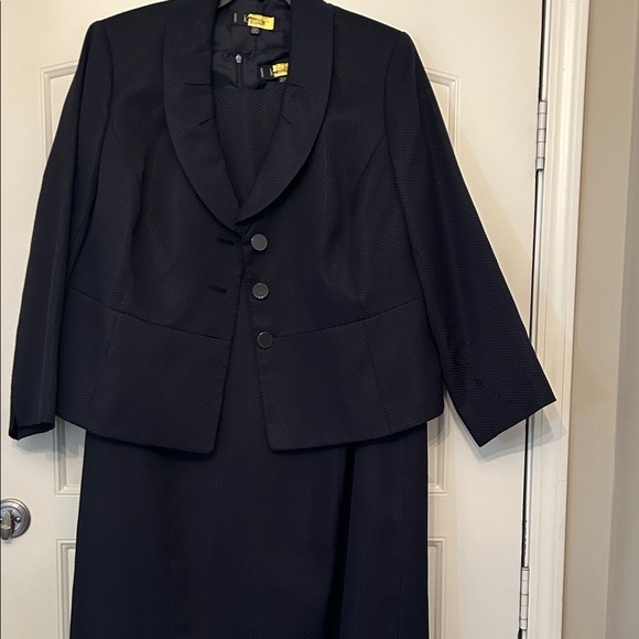 Kasper Navy Blue Fully Lined Dress and Jacket-Size 20W - Picture 1 of 8